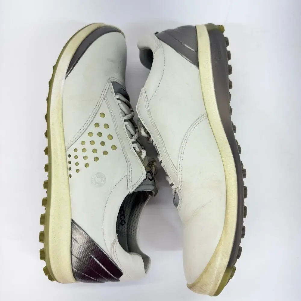 ECCO Biom Hybrid Hydromax Spikeless Golf Shoes Men Size 7 White Gray Yak Leather - Picture 3 of 11